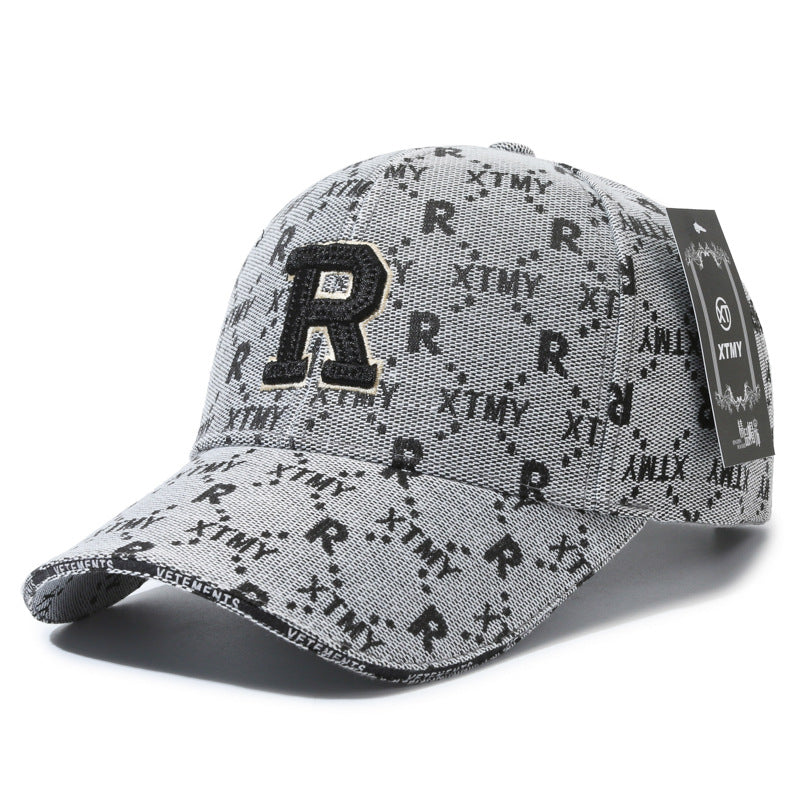 Embroidered R Floral Outdoor Baseball Cap