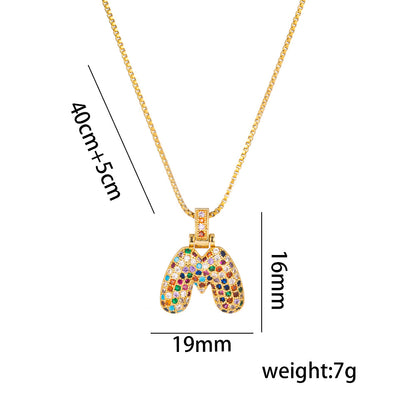 Colorful Zircon Letter Pendant Necklace for Amazon