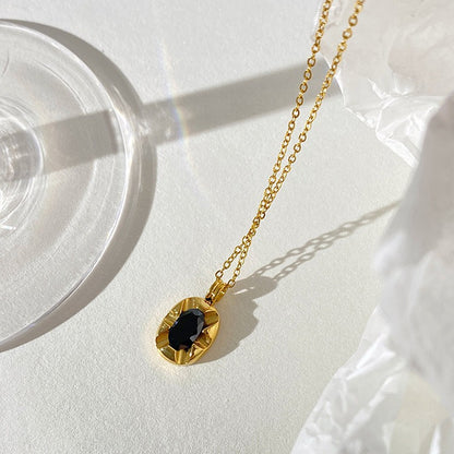 Black zircon pendant necklace