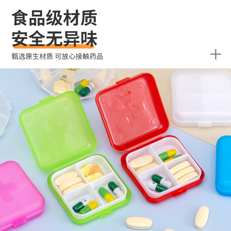 Cross-Shaped 4-Compartment Pill Box