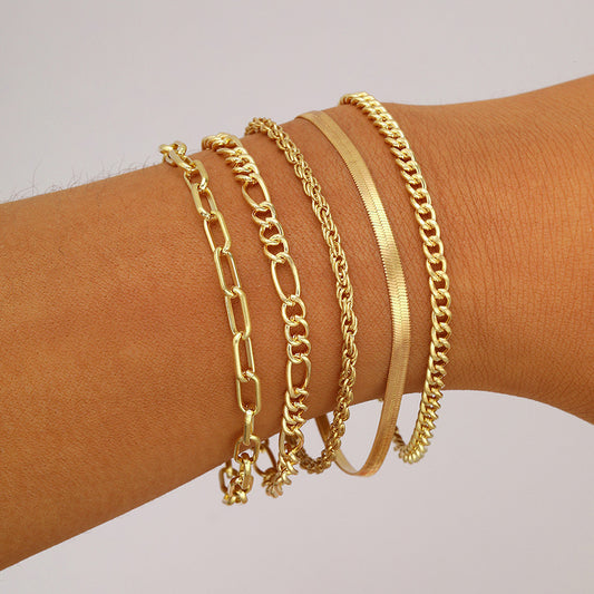 Multi-layer snake bone bracelet set 5 pieces