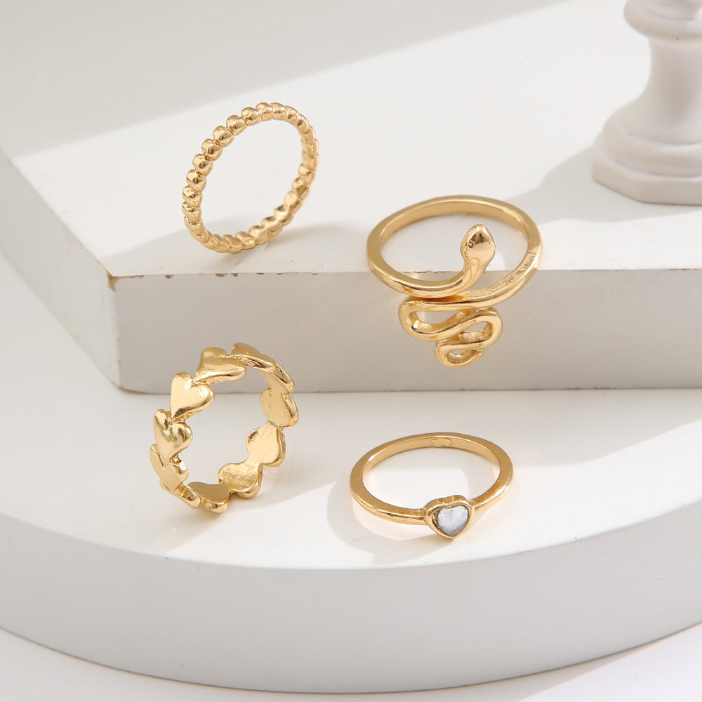 New Metal Snake Ring Creative 4-piece Set