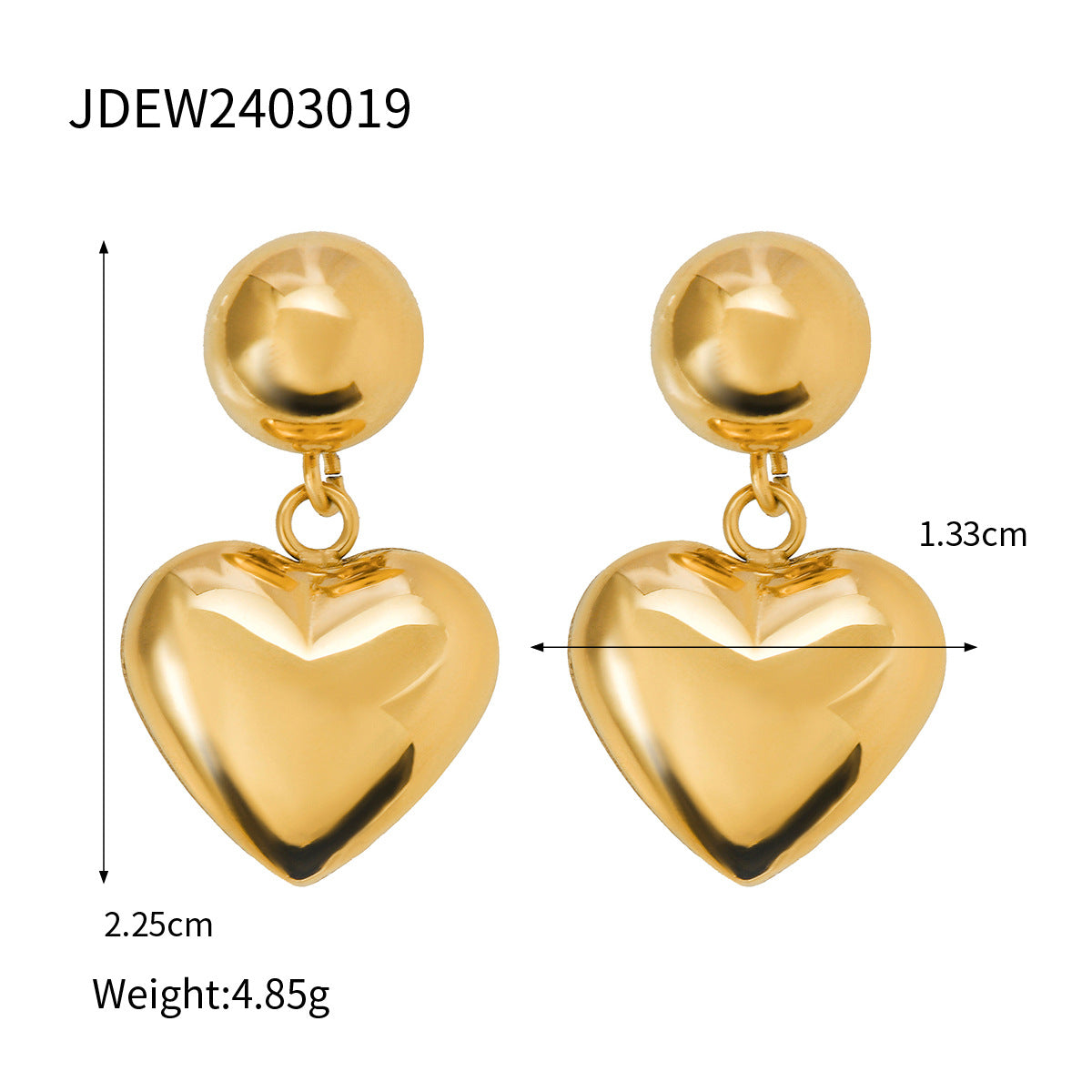 Gold and silver hemisphere heart earrings