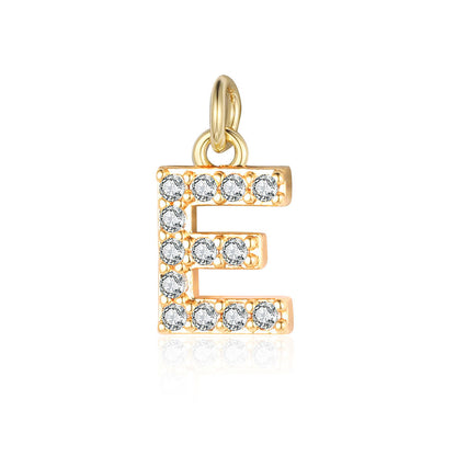 Copper zircon yellow gold letter pendant.