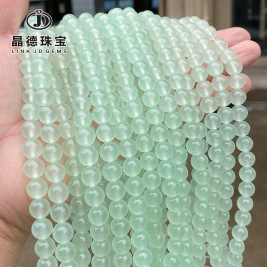 Perlas sueltas de calcedonia verde claro Perlas redondas de jade verde esmeralda 