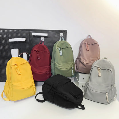 Solid color backpack student large capacity school bag