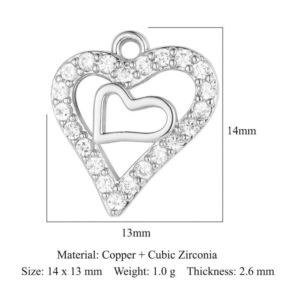 Color zircon peach heart copper zircon pendant.