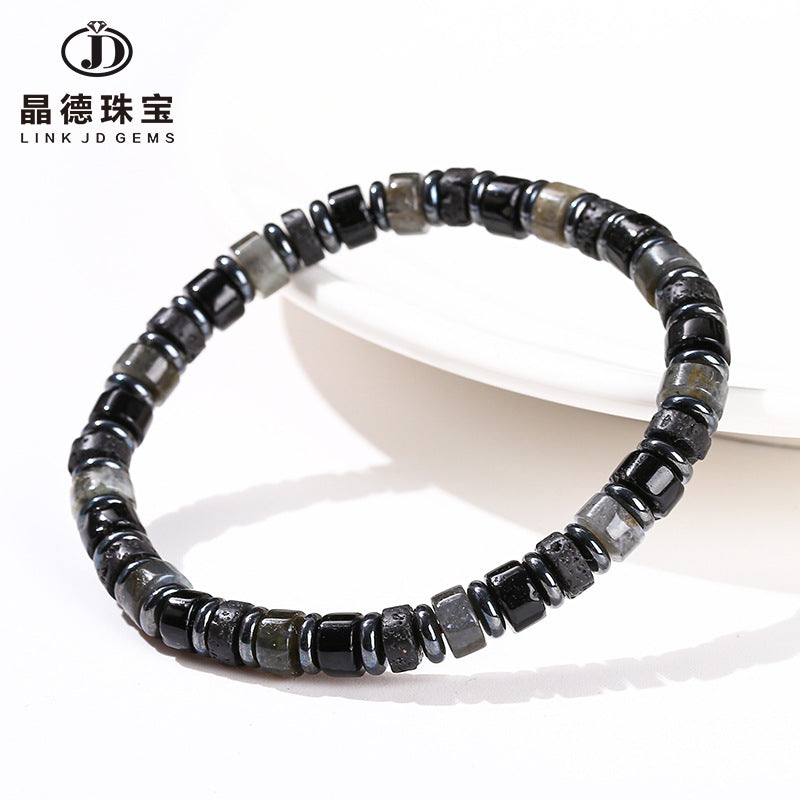 Natural volcanic stone black gallstone abacus bead