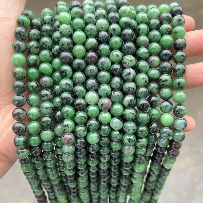 Natural red and green treasure round beads loose beads