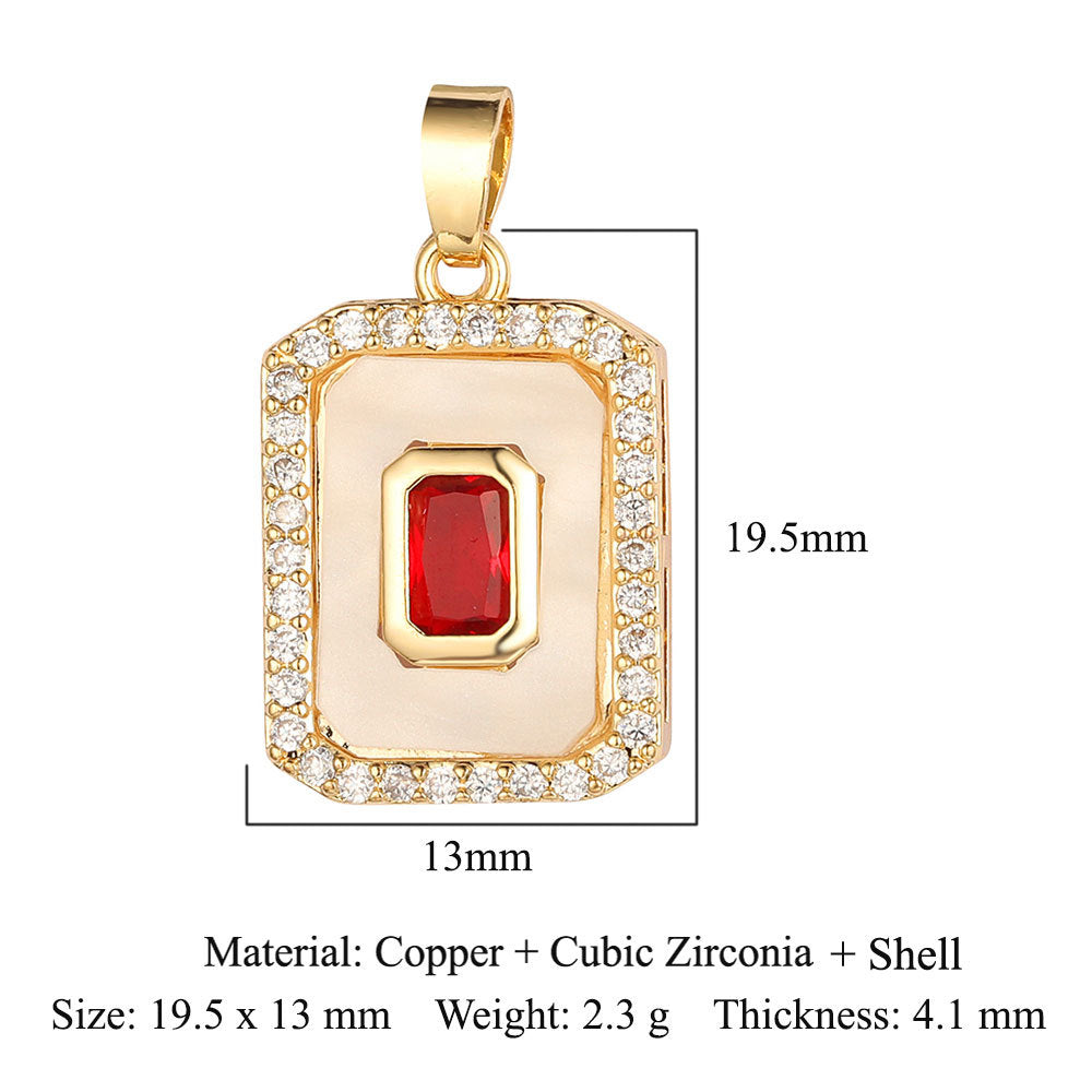 Heart-shaped wings square round zircon pendant.