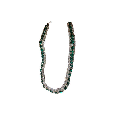 Conjunto de dos piezas de collar y pendientes con cadena de cuello verde 