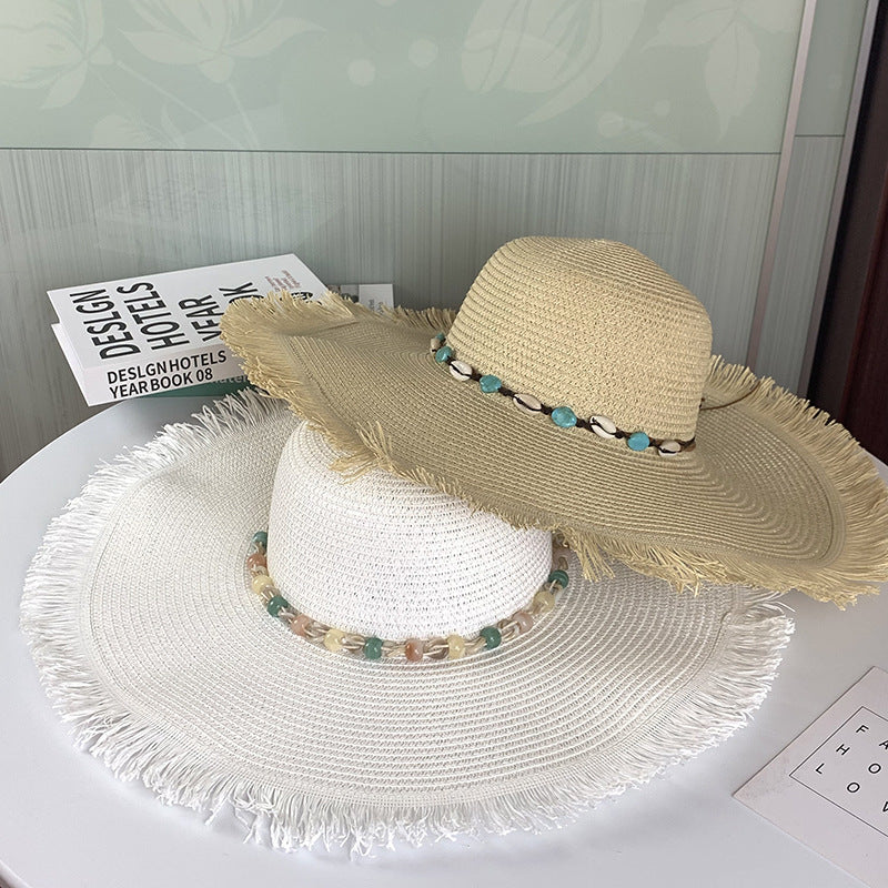 Sombrero de paja de ala ancha con protección UV para el verano Nuevo sombrero para el sol 