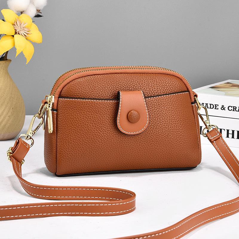 Solid color double shoulder messenger bag