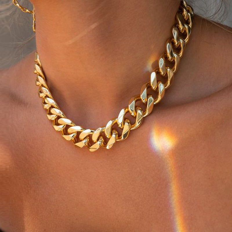 Alloy Cuban chain necklace for women