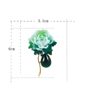 Chinese wind green peony brooch