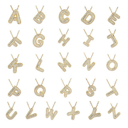 26 English letter necklace female copper zircon