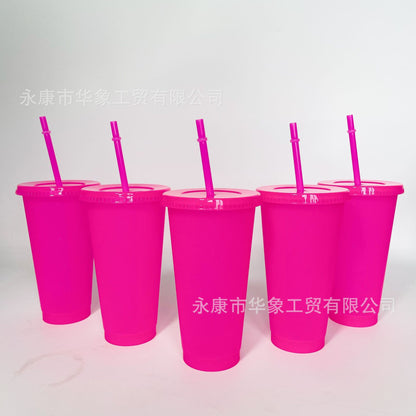 Glitter straw cup, large capacity pp plastic cup