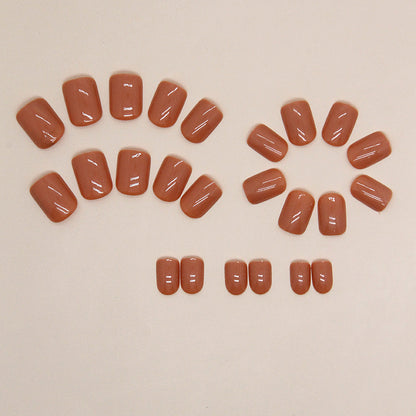 Cream Orange Medium-Length Square Fake Nails