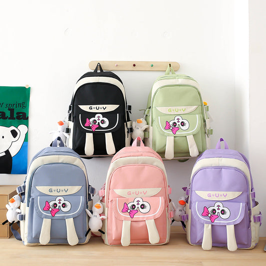 Five-piece backpack cute rabbit student book