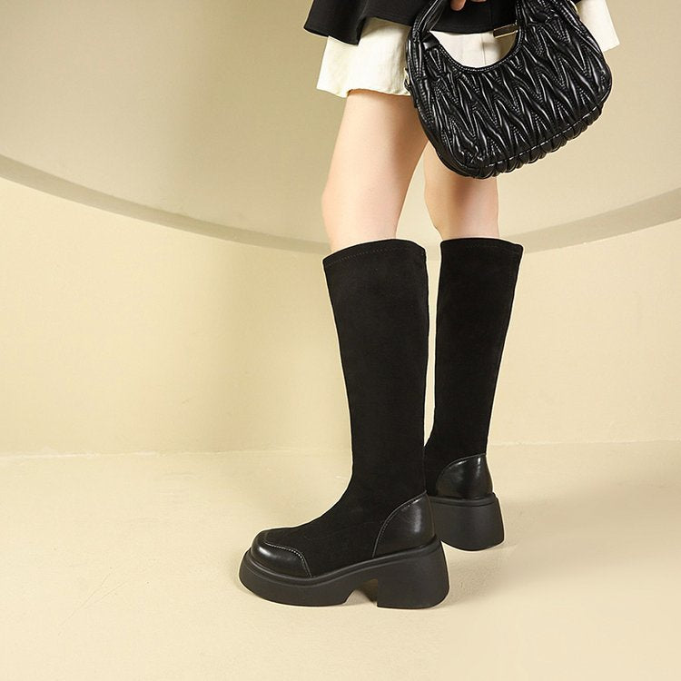 Winter rubber cloth round boots