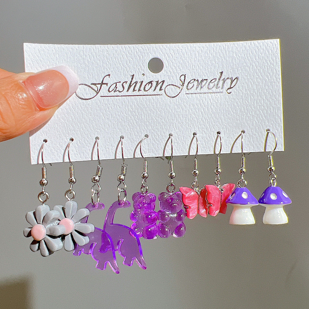 Colorful acrylic earrings set 5 pieces