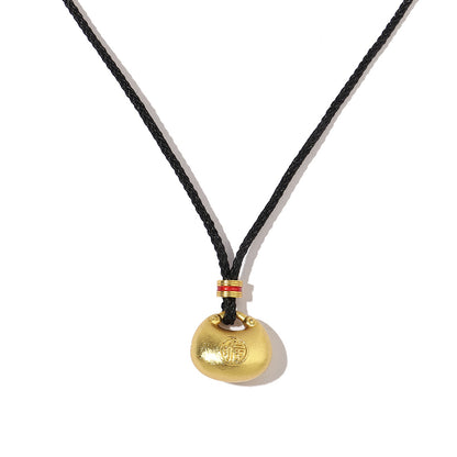 Plated 24K real gold gourd God of Wealth sand gold necklace