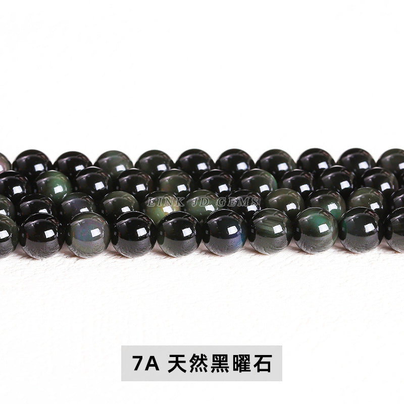 Natural black gold obsidian, round beads loose beads