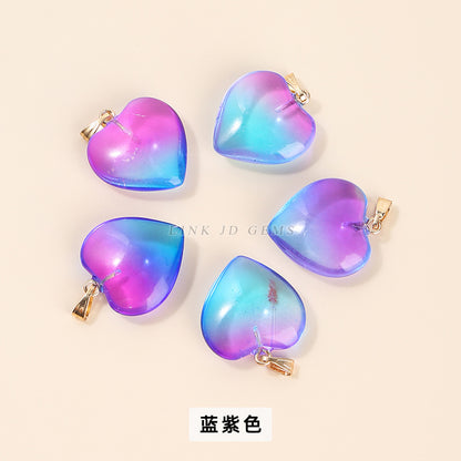 20Mm multi-color colorful glazed love heart pendant