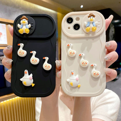 Wavy Slide Window Case iPhone15 Pro 12 X 3D Duck TPU Cover