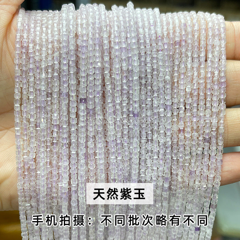 2Mm natural crystal cut sugar cube loose beads