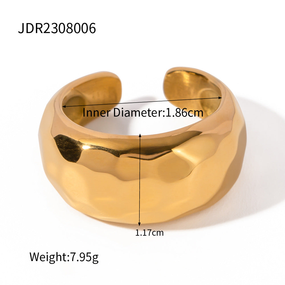 Hammer pattern open ring jewelry