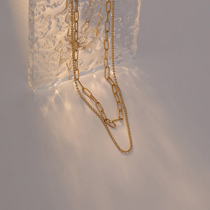 Metal double chain necklace