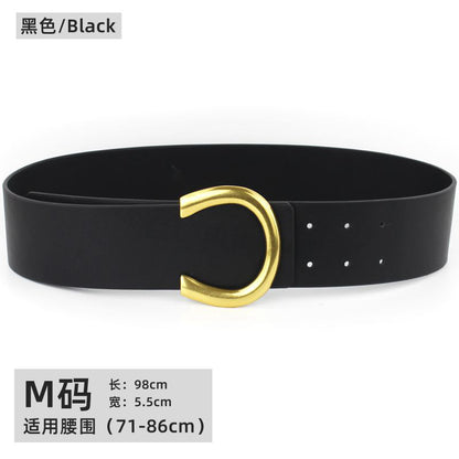 Wide belt women's leather