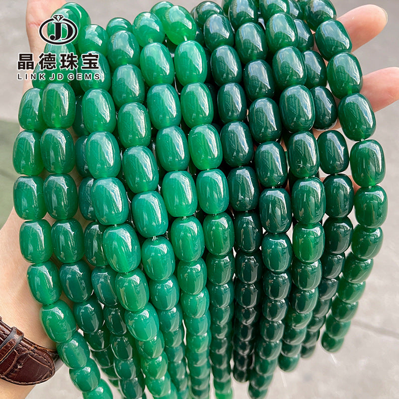 Natural green agate bucket beads drum beads loose beads