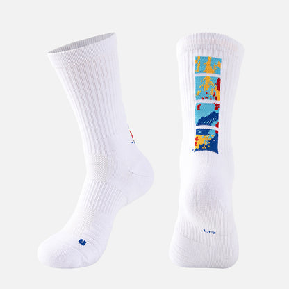 Adult Mid-Calf Gradient Basketball Socks Thick Sports Socks