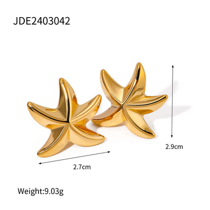 16k gold five-pointed star earrings