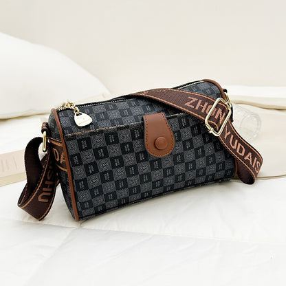 Retro versatile printed letter texture women's bag