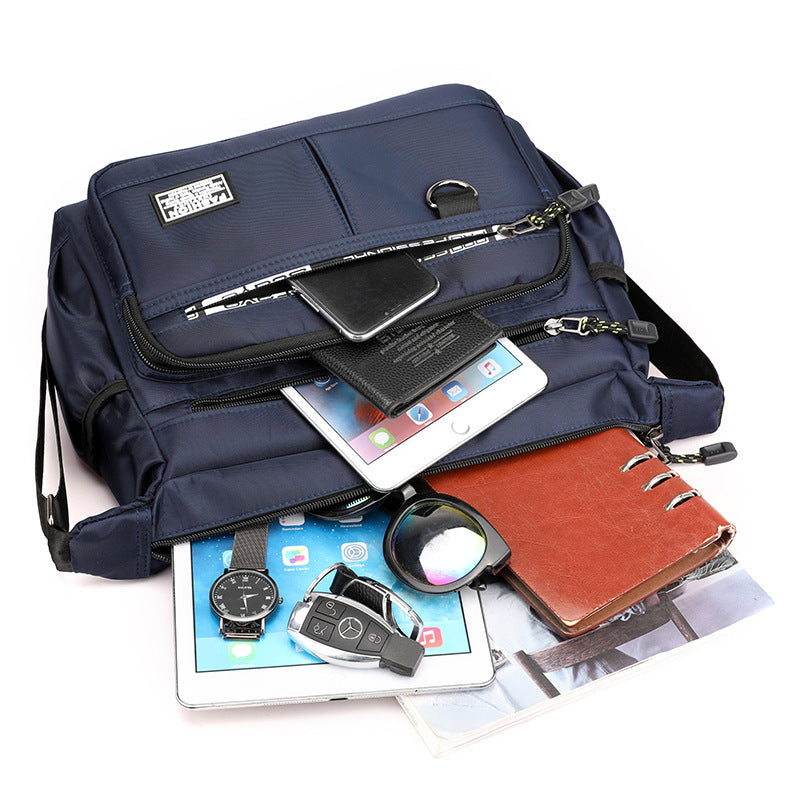 Waterproof and wear-resistant backpack Multi-pocket messenger bag