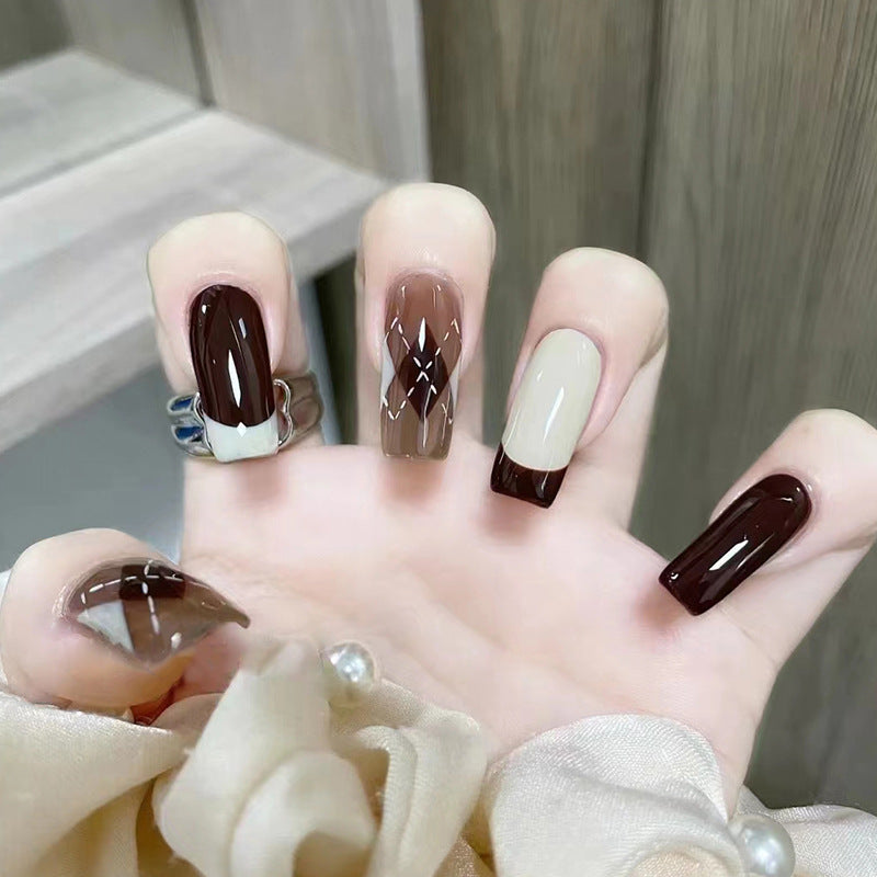 Autumn Winter French Diamond Nails