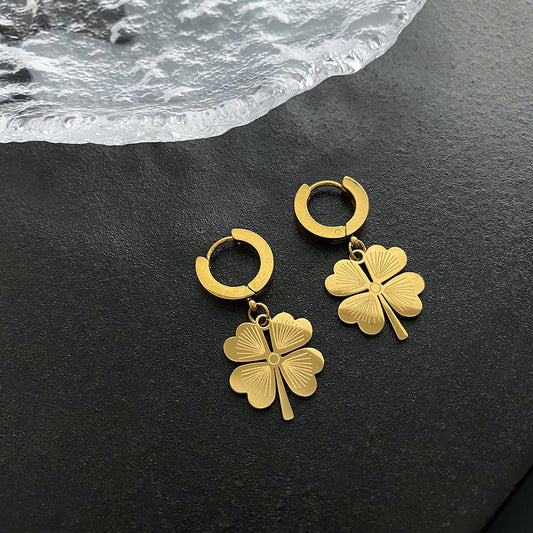 Chic Clover Pendant Titanium Steel Earrings New Ins Jewelry