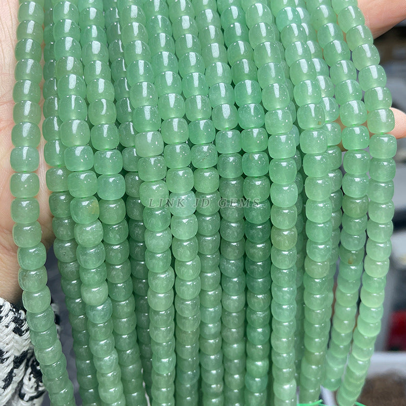 Perlas sueltas de jade Dongling verde natural de 8/10 mm con forma antigua 