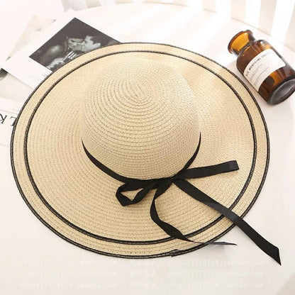 Korean Hat Women Summer Wide Brim Fashion Sweet Beach Foldable Sun Protection