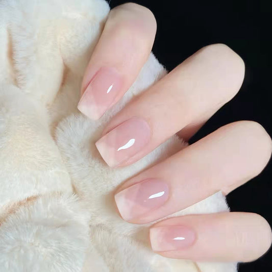 Wearable Net-Slash French Style Nude Removable Nails