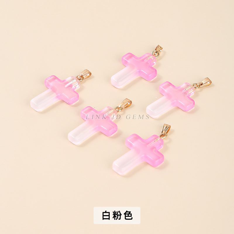 25 * 18Mm imitation jade magic crystal glazed cross pendant