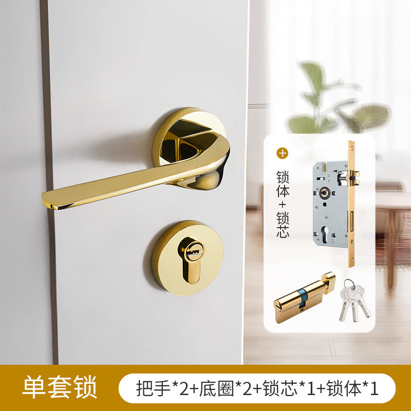 Solid wood door golden lock