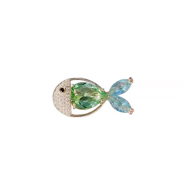 Diamond Fish Brooch Female