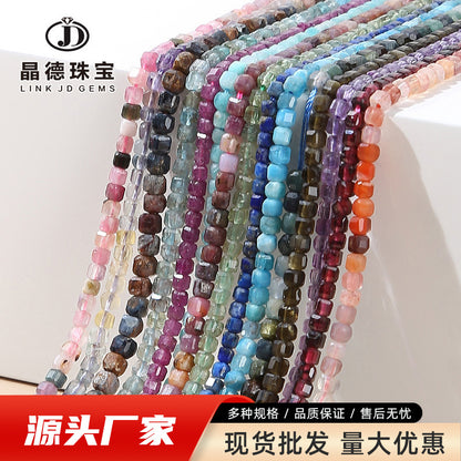 2Mm natural crystal cut sugar cube loose beads