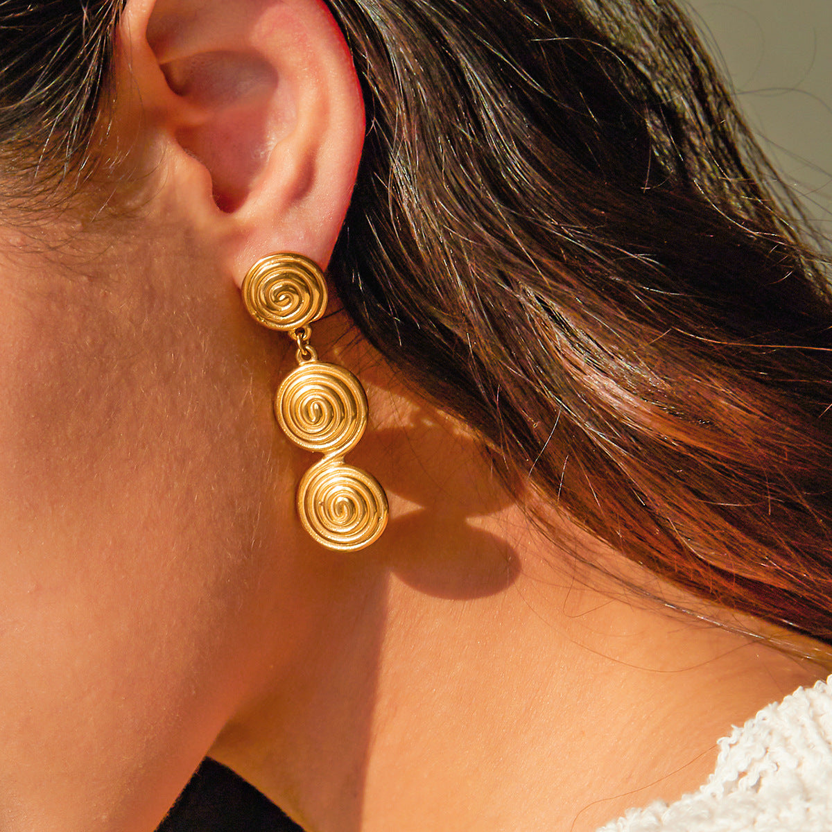 Threaded Hoop Drop Earrings