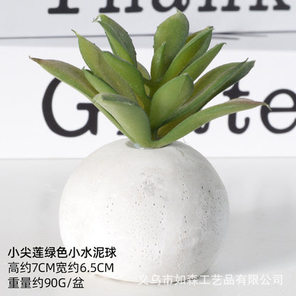 Simulation small cement ball succulent bonsai green plant potted