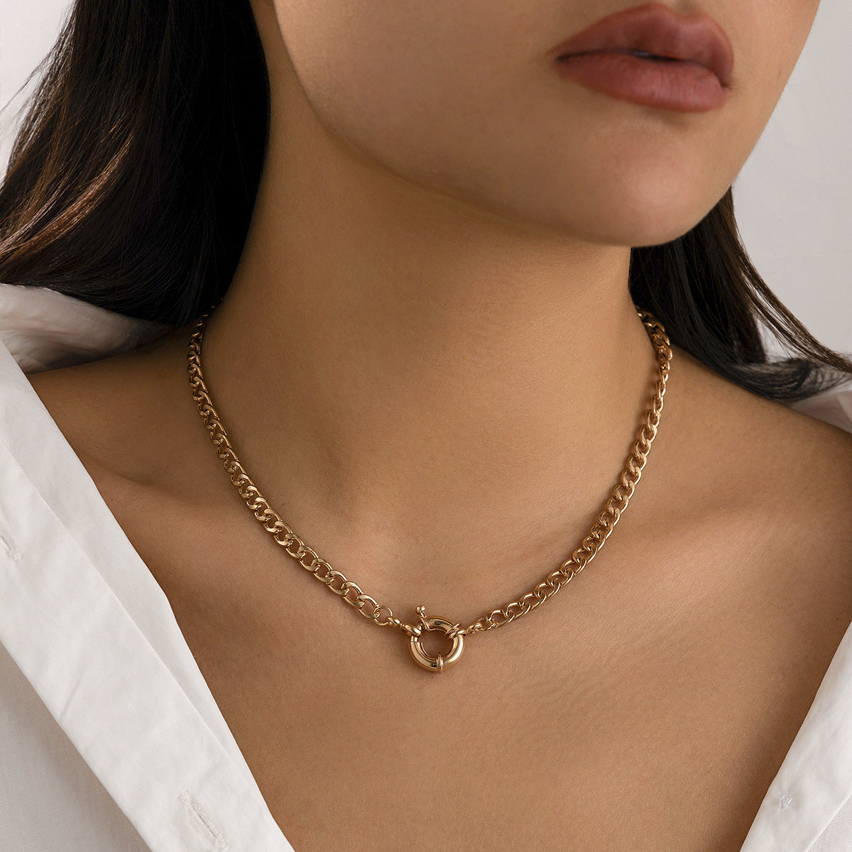 Flat snake chain collarbone neck chain necklace